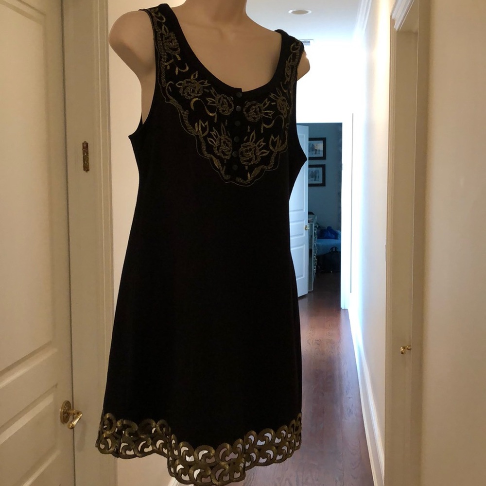 FREE PEOPLE BLACK & GOLD sleeveless dress